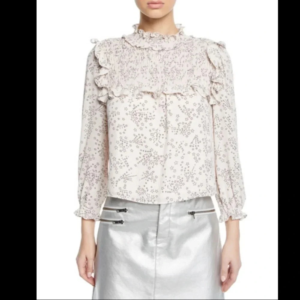 Rebecca Minkoff Sharon star cream blouse sz xs